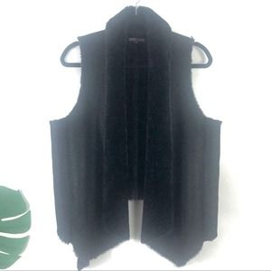 Just Fab Faux Shearling Waterfall Black Vest Sz L